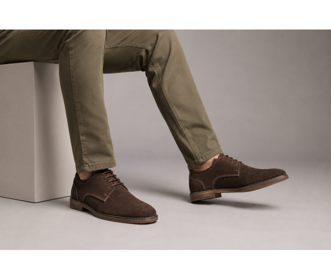 Pantofi barbati casual din piele naturala intoarsa maro GKR103MVEL
