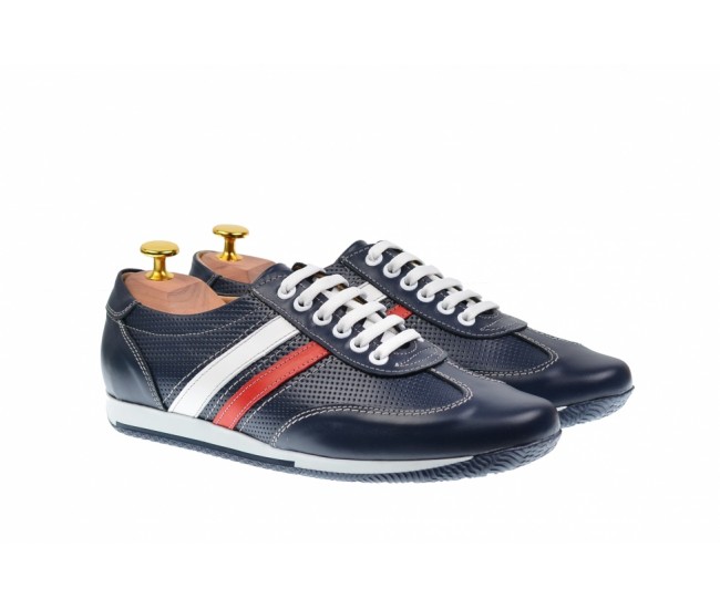 Pantofi barbati sport din piele naturala bleumarin 1055BLM