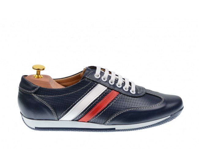 Pantofi barbati sport din piele naturala bleumarin 1055BLM