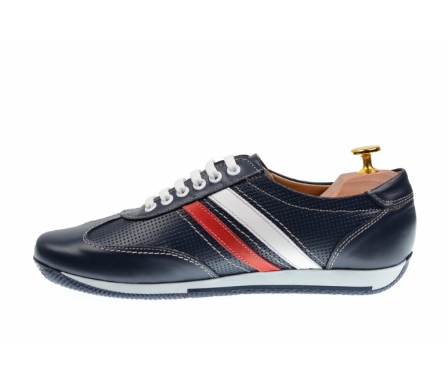 Pantofi barbati sport din piele naturala bleumarin 1055BLM