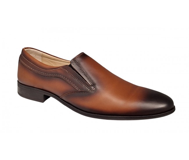 Pantofi barbati din piele naturala - Model maro elegant fara siret
