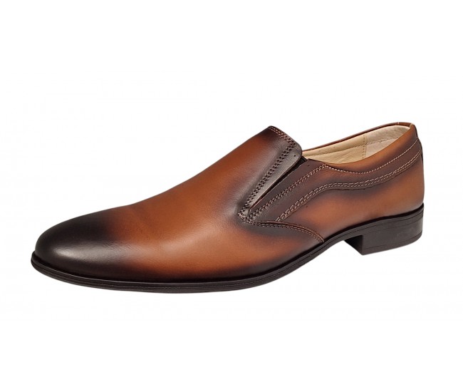 Pantofi barbati din piele naturala - Model maro elegant fara siret