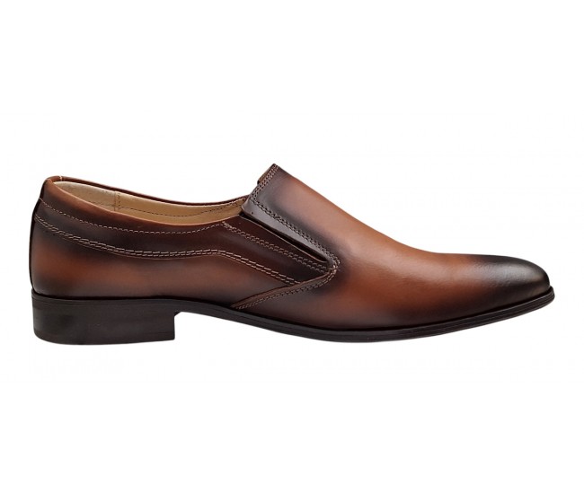 Pantofi barbati din piele naturala - Model maro elegant fara siret