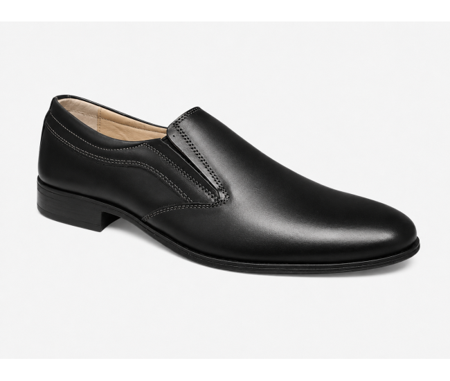 Pantofi barbati negri eleganti din piele naturala fara sireturi - GKR109NN