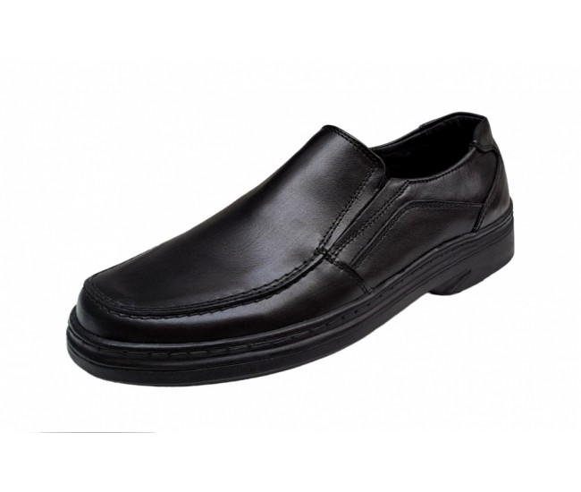 Pantofi barbati casual din piele naturala, marimi pana la 47, cu elastic, pe calapod lat, GKR10N