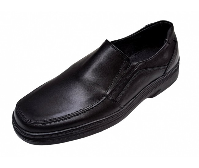 Pantofi barbati casual din piele naturala, marimi pana la 47, cu elastic, pe calapod lat, GKR10N
