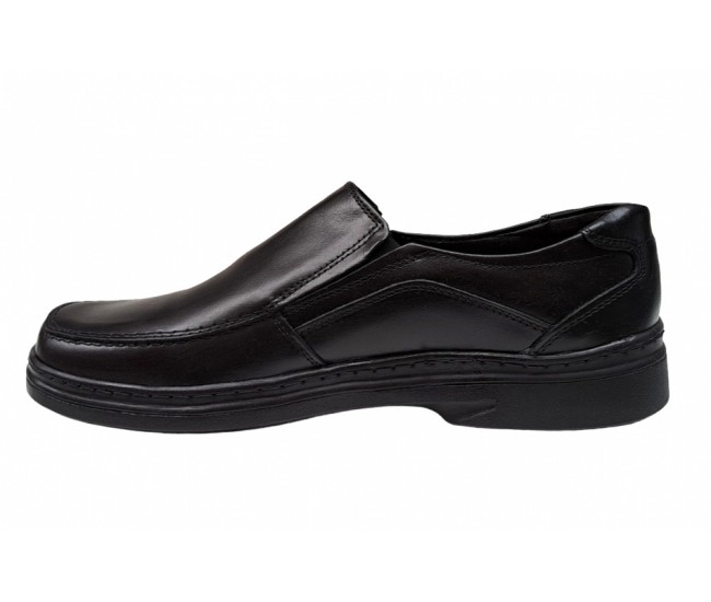Pantofi barbati casual din piele naturala, marimi pana la 47, cu elastic, pe calapod lat, GKR10N