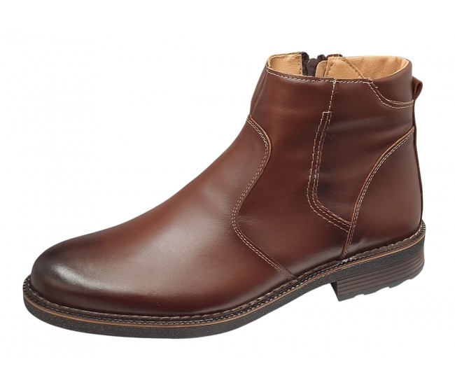 Ghete barbati casual din piele naturala cu fermoar imblanite GKR115M