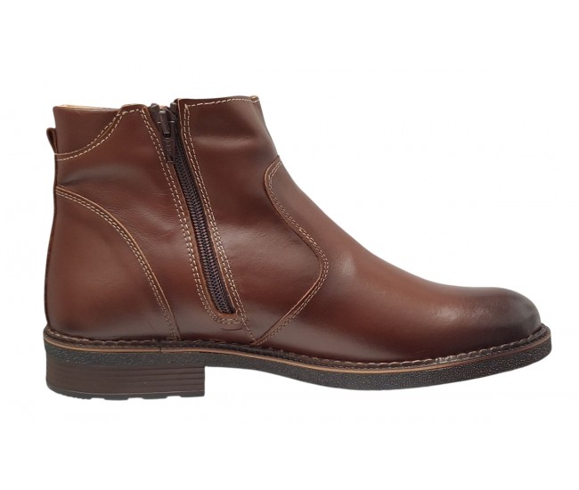 Ghete barbati casual din piele naturala cu fermoar imblanite GKR115M