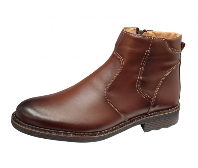 Ghete barbati casual din piele naturala cu fermoar imblanite GKR115M