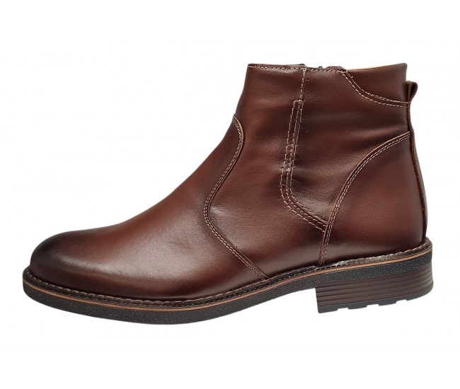 Ghete barbati casual din piele naturala cu fermoar imblanite GKR115M