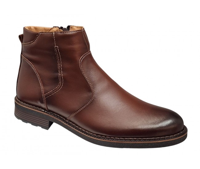 Ghete barbati casual din piele naturala cu fermoar imblanite GKR115M