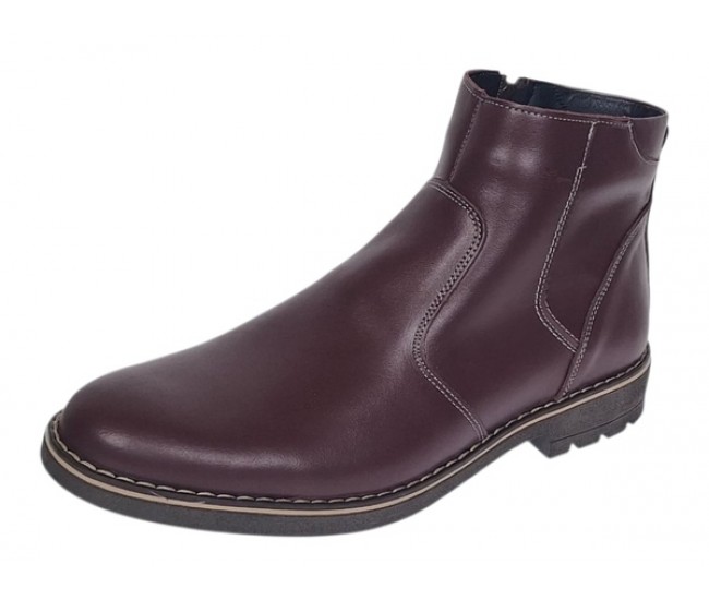 Ghete barbati casual din piele naturala cu fermoar imblanite GKR115VIS