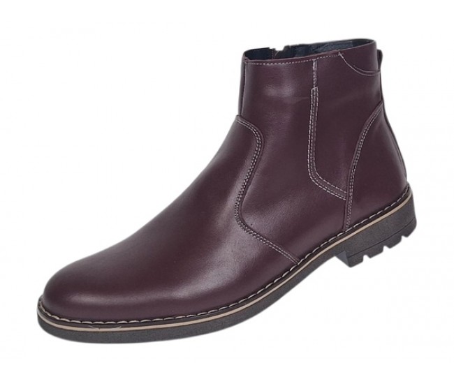 Ghete barbati casual din piele naturala cu fermoar imblanite GKR115VIS