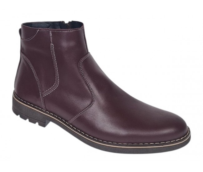 Ghete barbati casual din piele naturala cu fermoar imblanite GKR115VIS