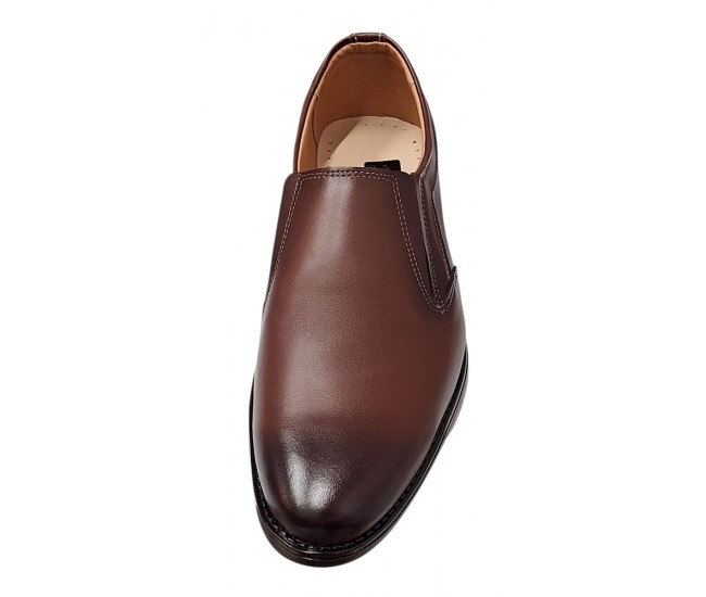 Pantofi barbati eleganti din piele naturala maro fara siret - GKR117ELM