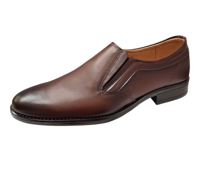 Pantofi barbati eleganti din piele naturala maro fara siret - GKR117ELM