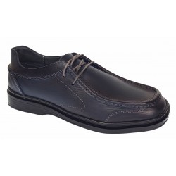 Pantofi casual barbati din piele naturala pe calapod lat - Bleumarin GKR11BL