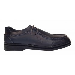 Pantofi casual barbati din piele naturala pe calapod lat - Bleumarin GKR11BL