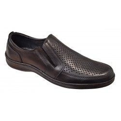 Pantofi casual barbati din piele naturala - Model negru perforat GKR125N