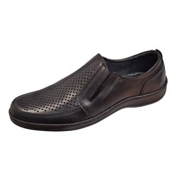Pantofi casual barbati din piele naturala - Model negru perforat GKR125N