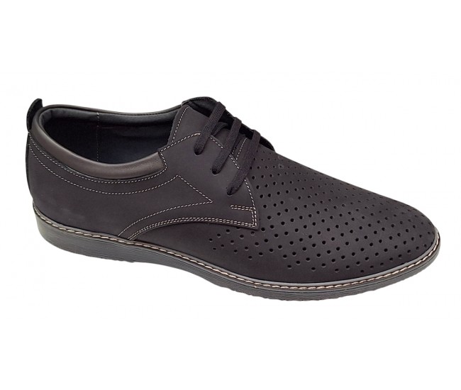 Pantofi barbati din piele naturala - Model Sport Casual Perforat Negru 128N