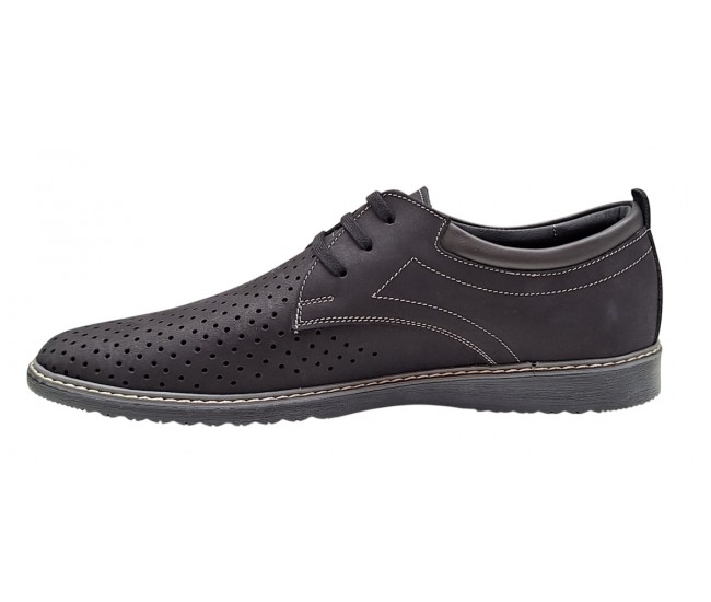 Pantofi barbati din piele naturala - Model Sport Casual Perforat Negru 128N