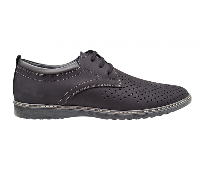Pantofi barbati din piele naturala - Model Sport Casual Perforat Negru 128N