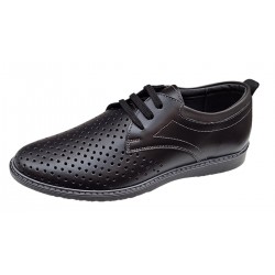 Pantofi barbati din piele naturala - Model Sport Casual Perforat Negru 129N