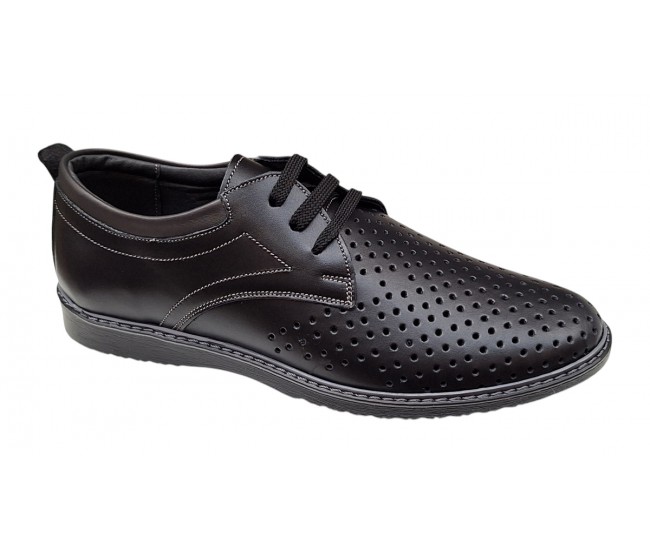 Pantofi barbati din piele naturala - Model Sport Casual Perforat Negru 129N