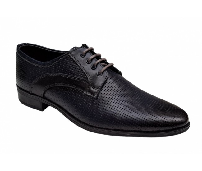 Pantofi barbati eleganti din piele naturala Negru GKR12N
