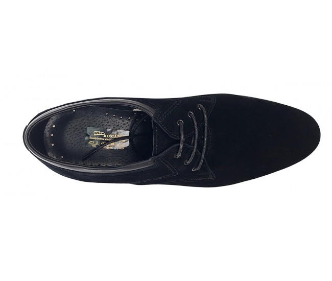 Pantofi barbati sport din piele naturala intoarsa - Model Negru Antilopa 