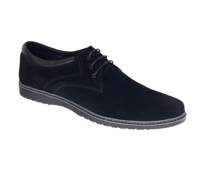 Pantofi barbati sport din piele naturala intoarsa - Model Negru Antilopa 