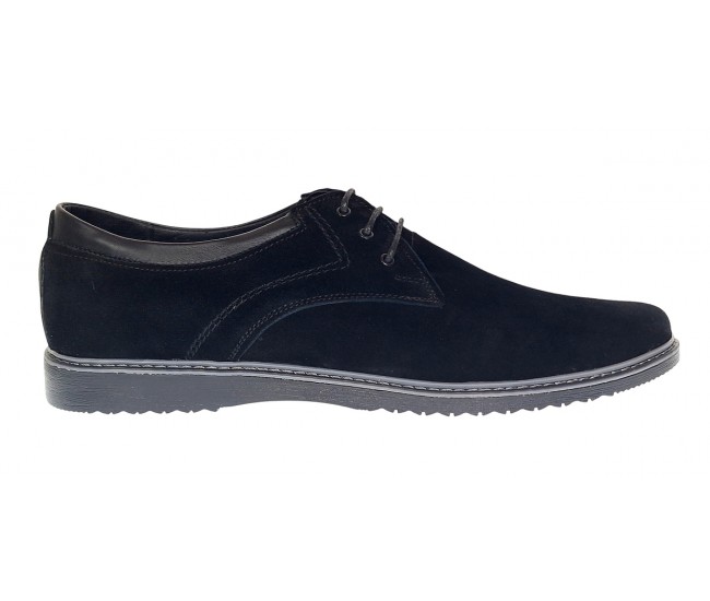 Pantofi barbati sport din piele naturala intoarsa - Model Negru Antilopa 