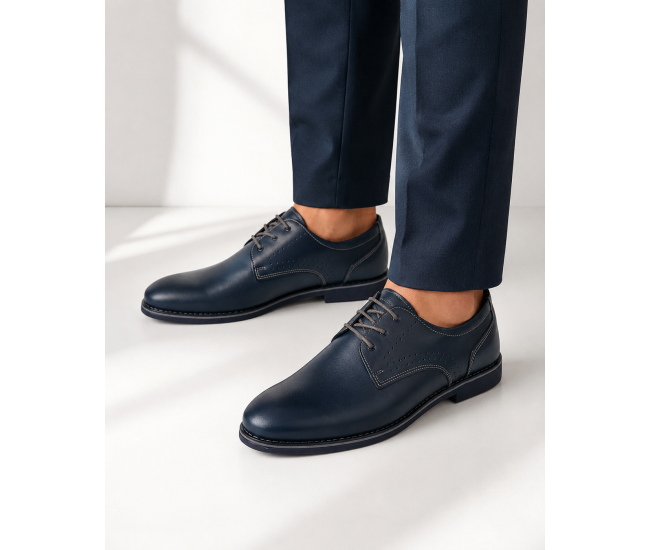 Pantofi barbati bleumarin din piele naturala – model casual Navero GKR133BL