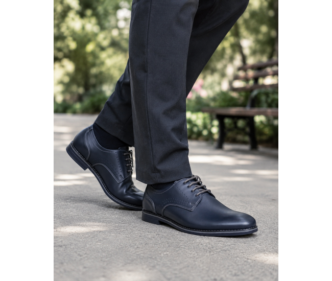 Pantofi barbati bleumarin din piele naturala – model casual Navero GKR133BL