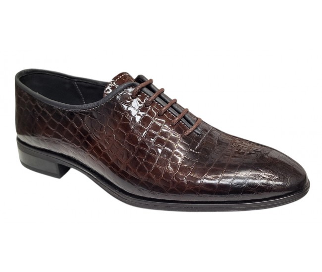 Pantofi eleganti barbati din piele naturala croco lac Maro GKR134CRM