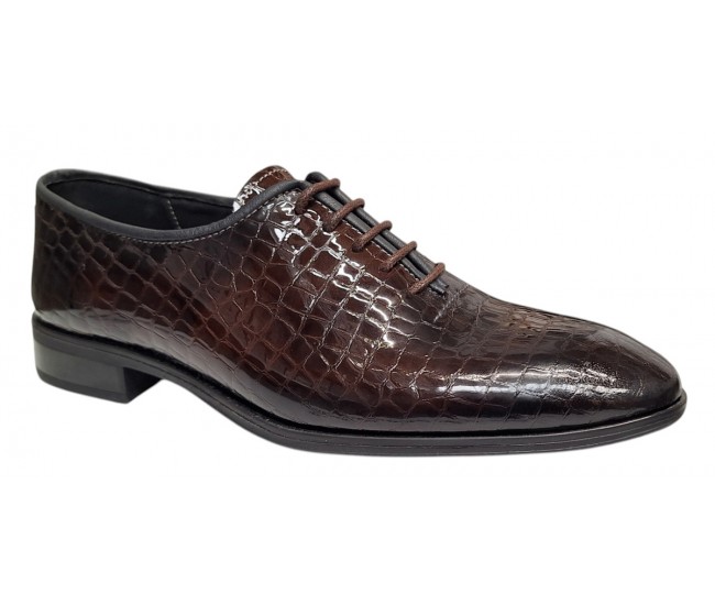 Pantofi eleganti barbati din piele naturala croco lac Maro GKR134CRM