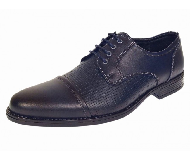 Pantofi barbati office eleganti din piele naturala bleumarin inchis - GKR138BLUE