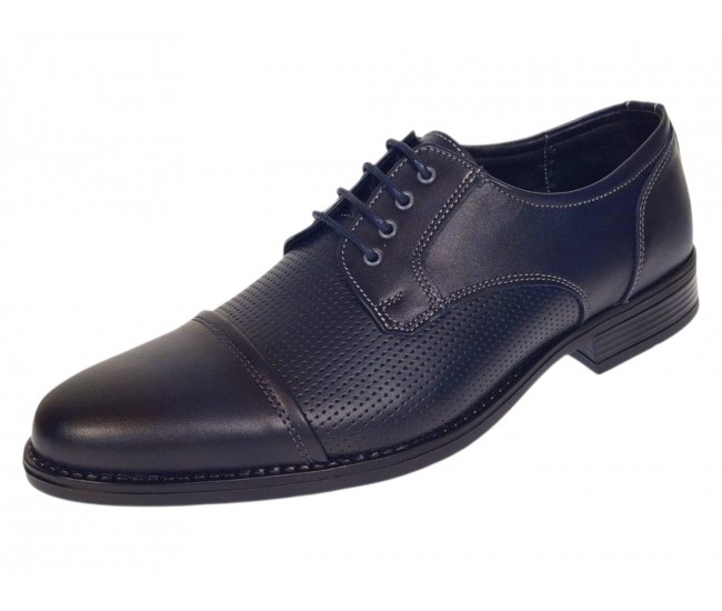 Pantofi barbati office eleganti din piele naturala bleumarin inchis - GKR138BLUE
