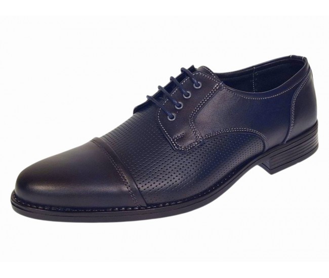 Pantofi barbati office eleganti din piele naturala bleumarin inchis - GKR138BLUE