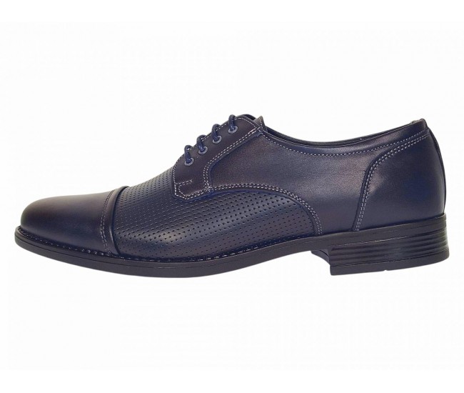 Pantofi barbati office eleganti din piele naturala bleumarin inchis - GKR138BLUE