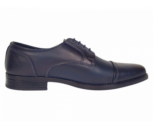 Pantofi barbati office eleganti din piele naturala bleumarin inchis - GKR138BLUE