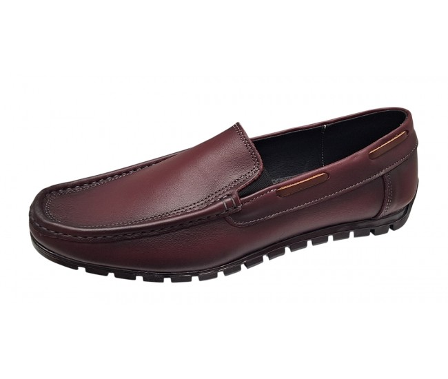 Mocasini barbati casual din piele naturala - Visiniu GKR13VIS