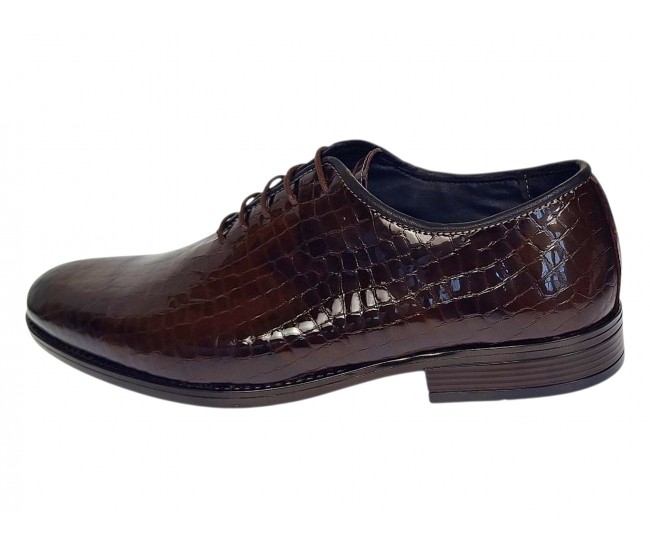 Pantofi barbati maro croco lac – eleganti pentru tinute de eveniment GKR150CRM