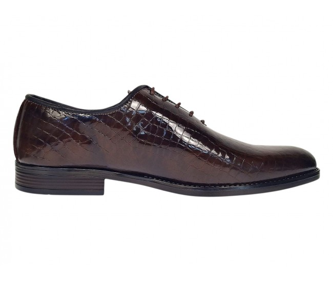 Pantofi barbati maro croco lac – eleganti pentru tinute de eveniment GKR150CRM