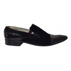 Pantofi barbati eleganti din piele naturala - Model Negru fara siret 1RN Marimea 44