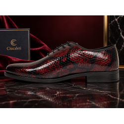 Pantofi barbati eleganti din piele naturala bordeaux cu negru lac Donatto GKR200RN