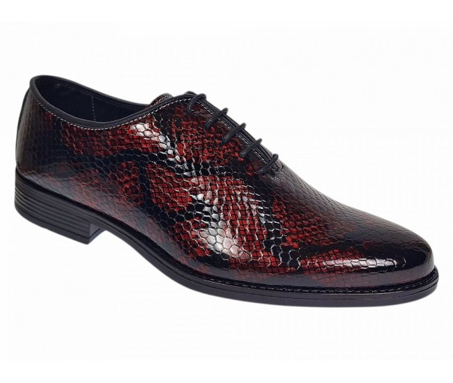 Pantofi barbati eleganti din piele naturala bordeaux cu negru lac Donatto GKR200RN