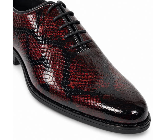 Pantofi barbati eleganti din piele naturala bordeaux cu negru lac Donatto GKR200RN